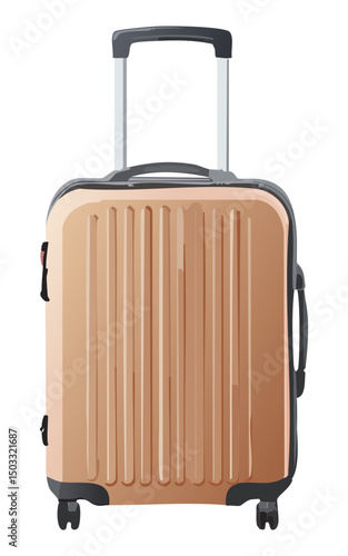 stylish beige ribbed travel suitcase