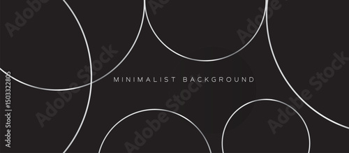 Minimalist Abstract Background with Deep Black Color, Overlapping Irregular Circles, Thin Light Gray and Silver Line Tracing, Layered Depth Effect, Subtle Elegant Design, Modern Composition