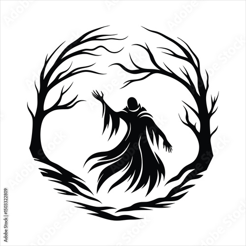 Vampire dancing in mist  long coat swirling  haunt