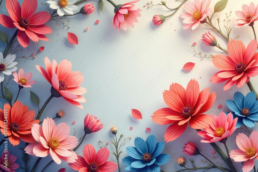 Fototapeta premium Subtle, flowing floral motif, endlessly repeating , curve, serene