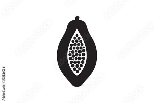 Papaya fruit silhouette vector art illustration on white background