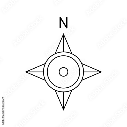 Architectural north arrow and compass outline vector