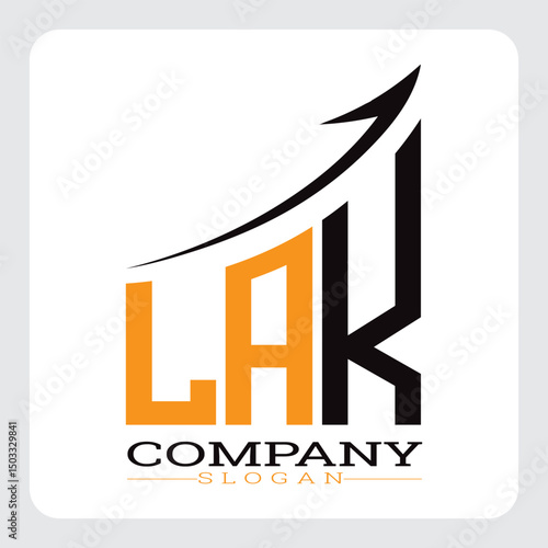 LAK Company Logo Design Growth vector, LAK Upward Arrow Business Success Logo vector, LAK Corporate Branding Logo , LAK logo design, LAK simple and modern logo, LAK business finance logo design, etc.