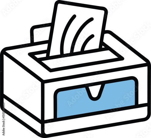 Outline icon of a container designed to hold and dispense facial tissues 