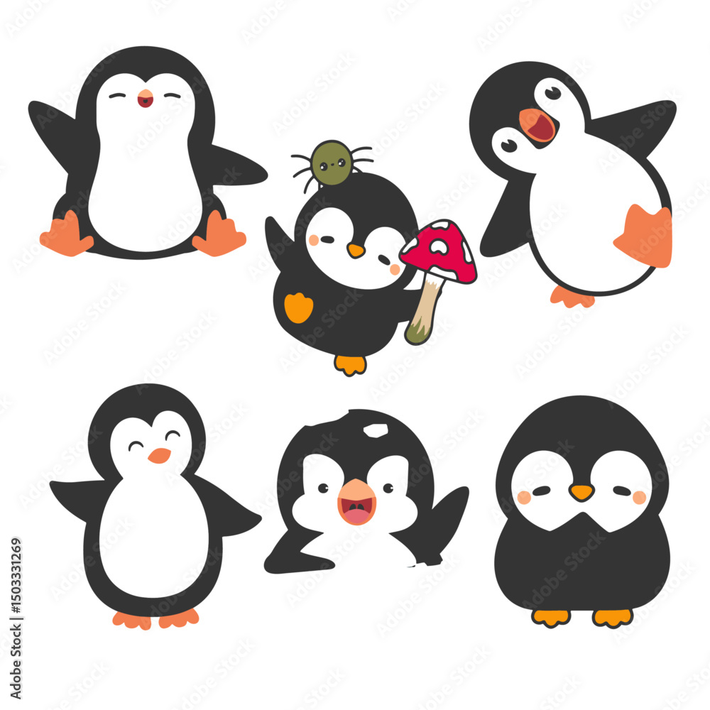 Obraz premium Cute Penguin vector set 4