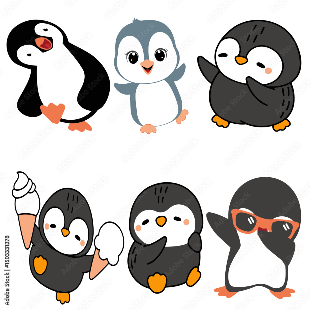 Fototapeta premium Penguin Cute Colour Vector