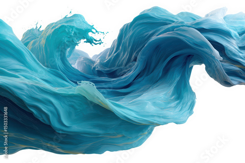 Abstract blue water wave isolated on transparent background
