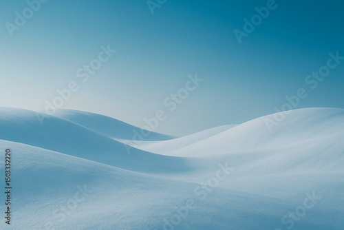 Tranquil Snow Covered Rolling Hills at Sunrise - Winter Landscape with Soft Blue and Pink Pastel Tones, Serene Atmosphere, and Gentle Light for Seasonal, Nature, and Background Design