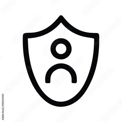 Privacy Protection Icon. Illustration of a Shield with a Silhouette of a Person Inside. Customer Protection. Privacy Policy.