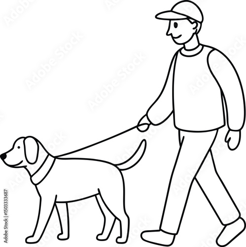Silhouettes of people walking their dogs, a pet illustration for animal lovers