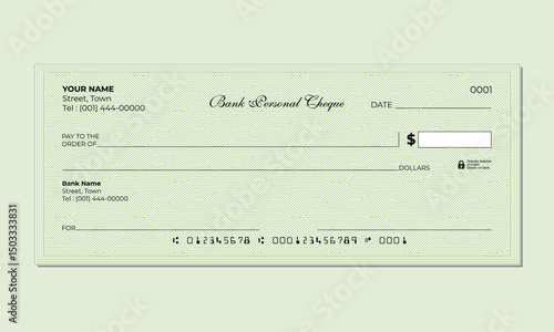 Editable Cheque Vector Template with MICR Code