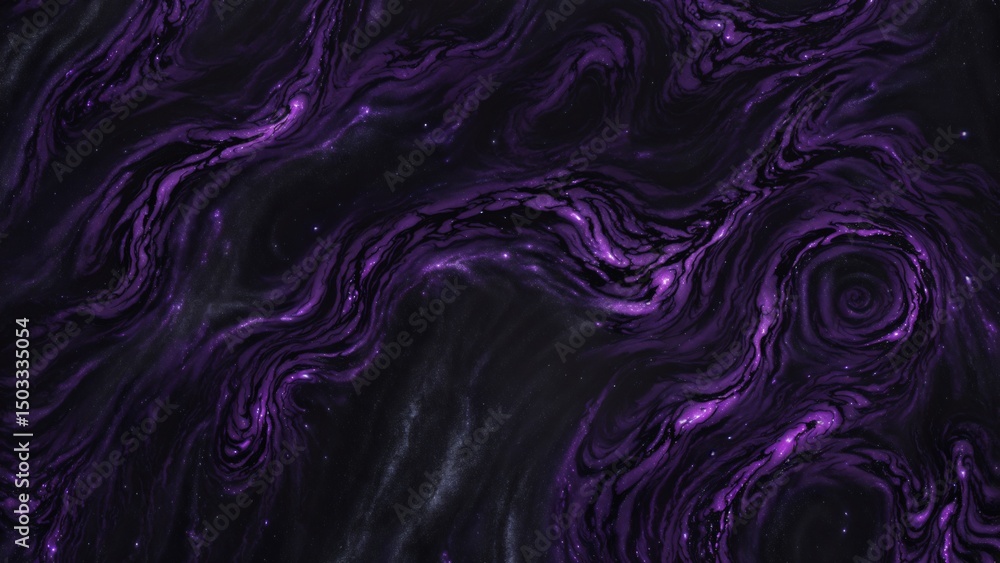 Fototapeta premium Dark swirling abstract texture with purple glowing lines