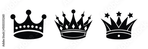 Set Hand drawn crown silhouette