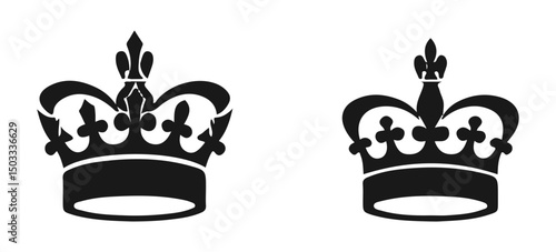 Set Hand drawn crown silhouette