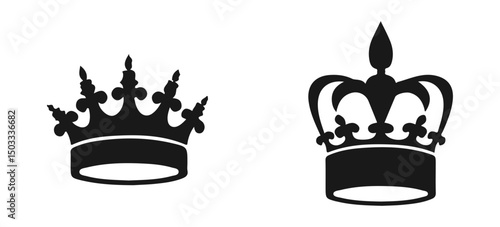 Set Hand drawn crown silhouette