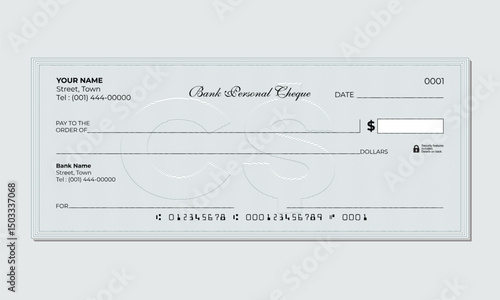 Blank Payment Check Vector with Signature Line