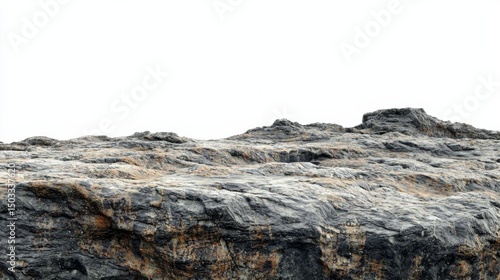 3D Rendered Rocky Landscape Grey and Orange Stone Texture, Isolated on White Background, Cliff, Rock Formation Rock Texture, 3D Model