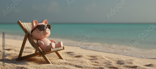 Sitting in Deckchair at Beach Relaxing Under Sunlight