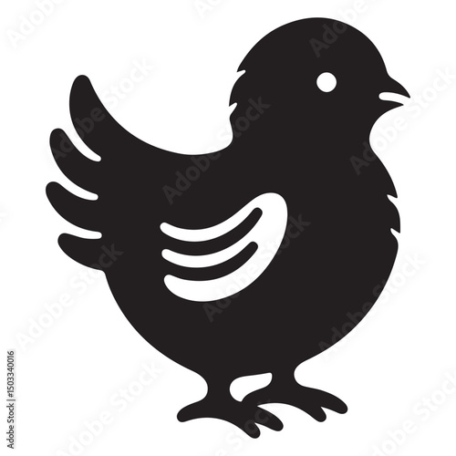 Cute Baby Chick Silhouette Vector