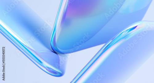 Glossy shapes with colorful reflections. 3d rendering illustration.
