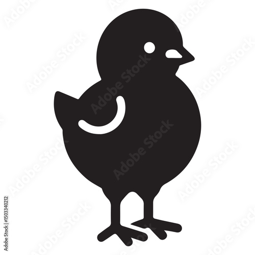Cute Baby Chick Silhouette Vector