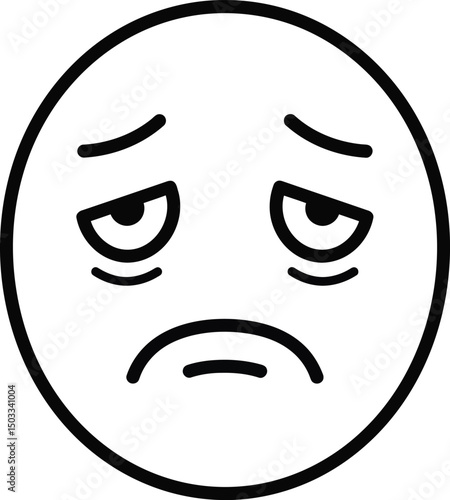 Emoticon of Sadness: A simple yet evocative depiction of sadness, conveying a sense of sorrow and dejection through minimalist design and carefully crafted facial features.