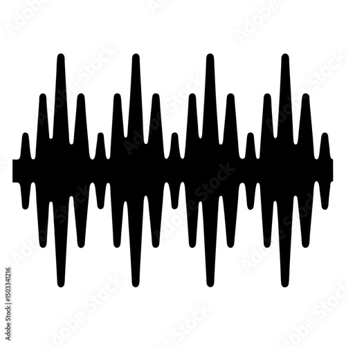 Black sound waveform representing the audio signal with peaks and valleys