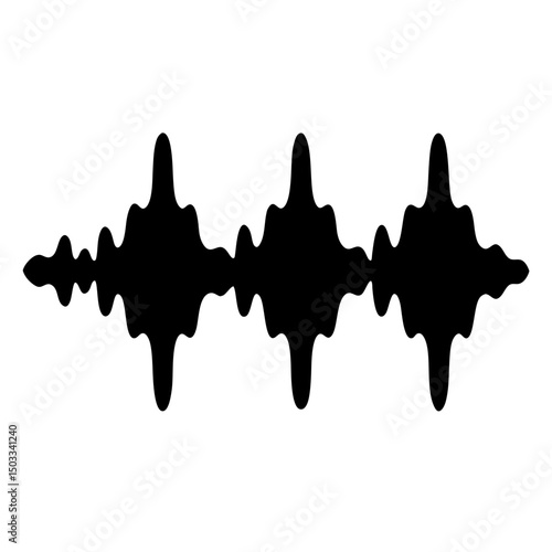 Abstract Black and White Sound Wave Pattern on a White Background