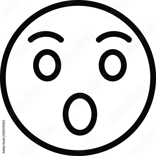 Shocked expression:An icon of round yellow face shows with wide open eyes and mouth depicts shock.