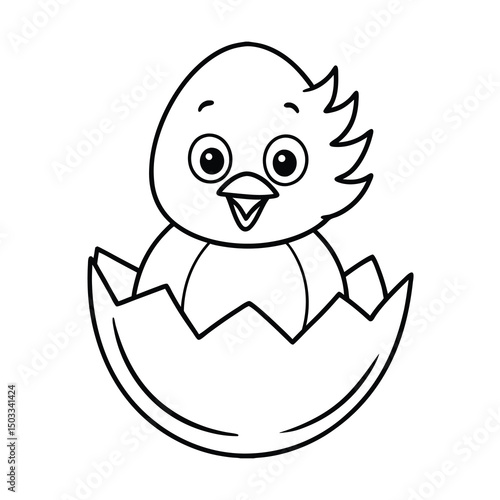 adorable baby bird hatching from egg coloring page