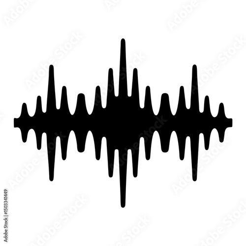 Monochrome Illustration Depicting a Stylized Sound Waveform or Audio Signal Displayed Graphically