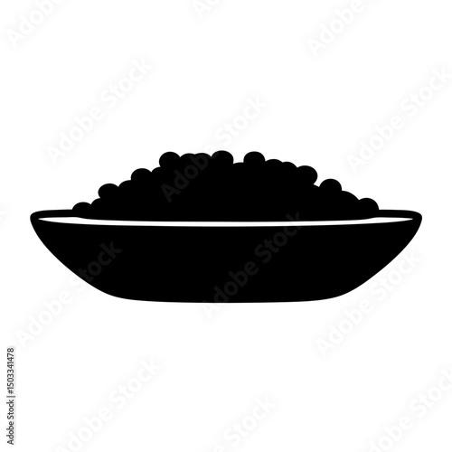 Monochrome silhouette of a bowl filled to the brim with round items