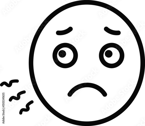 Emoticon of Sadness: Simple outline of a downcast emoticon expresses feelings of sadness and disappointment. Capturing the somber essence of human emotion in a minimalist style.