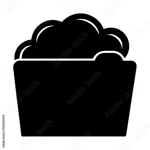 Solid Black Laundry Basket Filled with Foamy Bubbles Ready for Washing