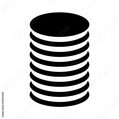 Black and white tower created with discs stacked on top of each other