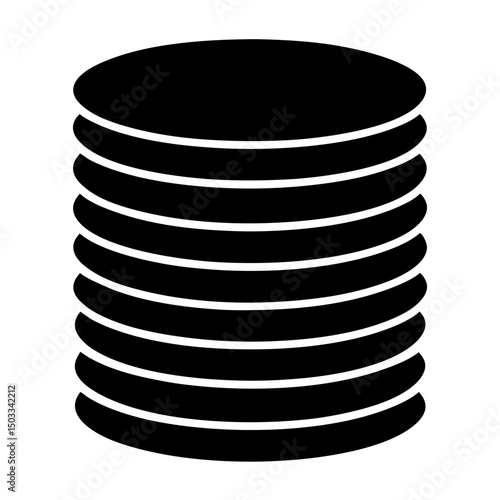 Stack of Discs or Coins Icon with Smooth and Minimalist Design