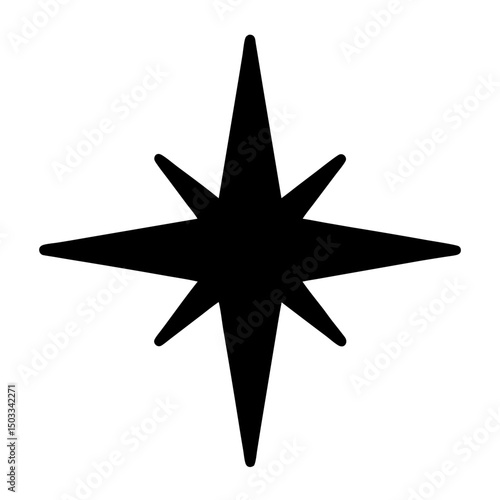 Isolated Eight Pointed Star Symbol Depicting Light, Guidance and Spirituality