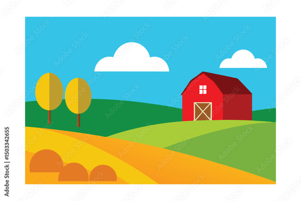 Fototapeta premium farm with barn