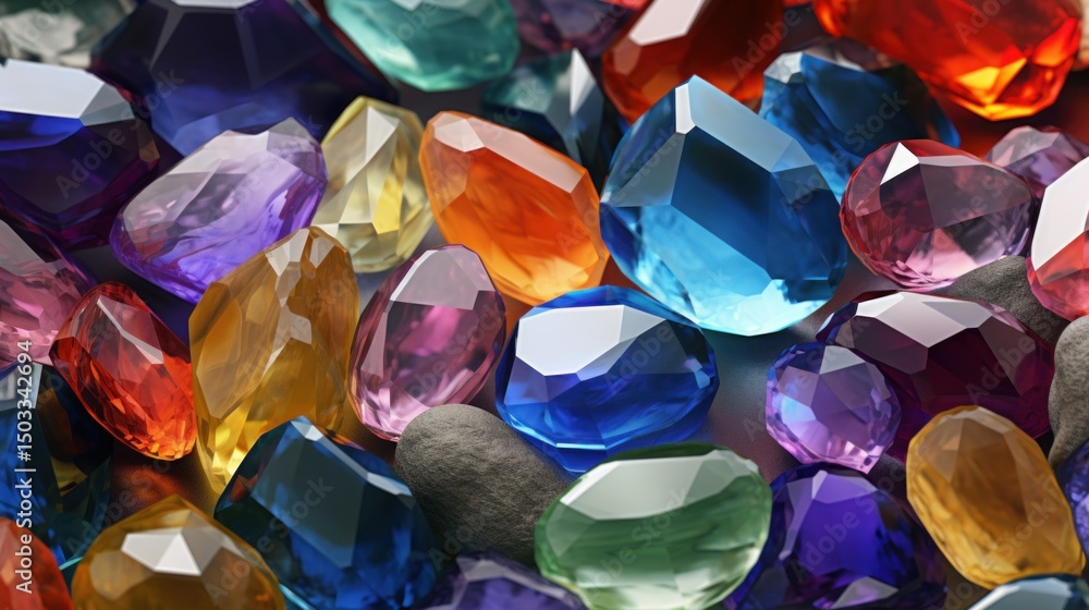 Fototapeta premium Crystal Close Up. Close-Up of Crystal isolated, Luxury Jewelry Concept with Shallow Depth of Field, Sparkling Crystal Gemstones Isolated on Background with Copy Space.