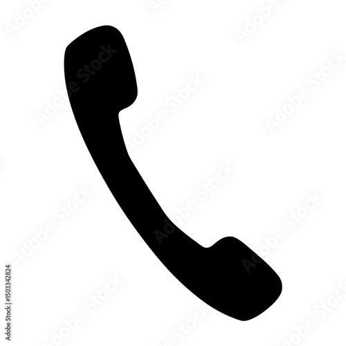 A simple black telephone handset icon over a white background image
