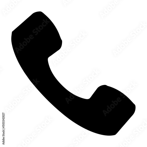 Black Telephone Handset Silhouette on White Background a Vector Graphic Illustration