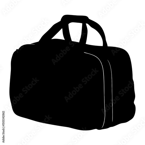 Silhouette of a classic black duffel bag for gym or travel use