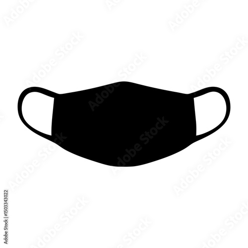 Black face mask illustration on white background for covid virus protection