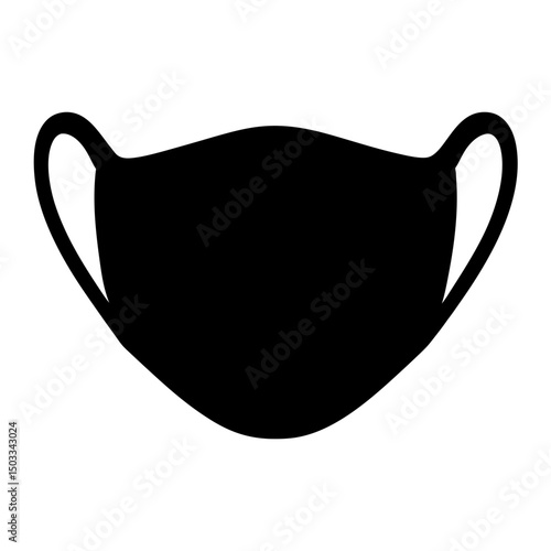 Black face mask with ear loops, safety and protection against virus