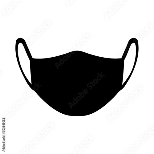 Black silhouette of a face mask for virus protection and healthcare