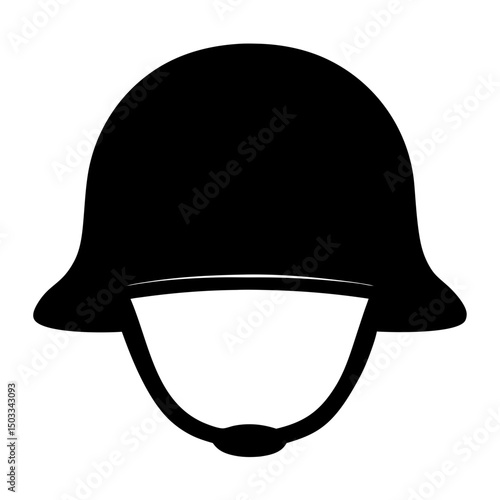 Simple black and white graphic of a horse riding helmet design