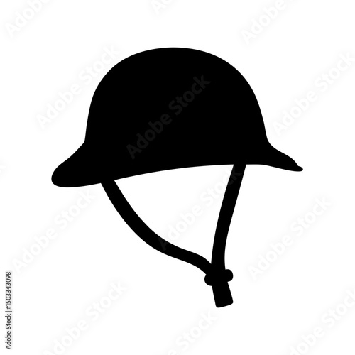 A simple illustration of a military style helmet, protective gear, head covering