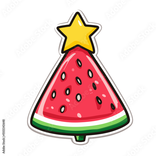 Festive Fruit Christmas Tree with Watermelon and Red Berries