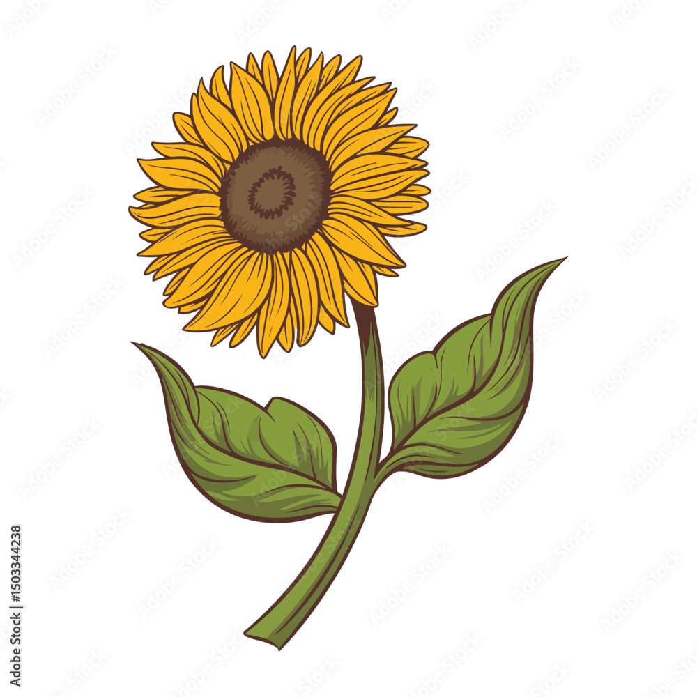 Fototapeta premium Sunflower Botanical Art – Vector Illustration
