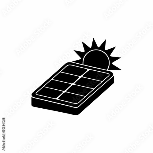 creative and simple minimal details Outline solar energy battery sun icon sign vector